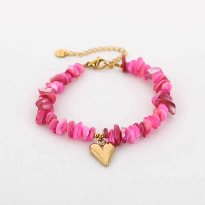 Natuur stenen armband met hartje