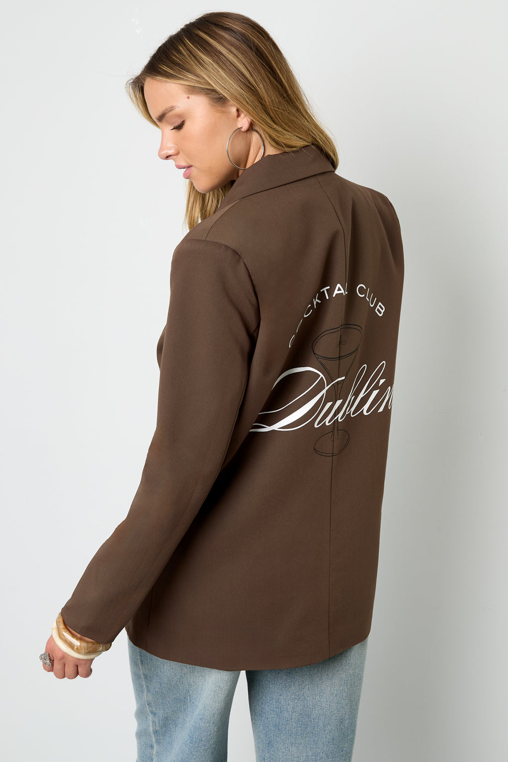 Geweven Polyestervezel Vrouwen Jas Elegant Letters