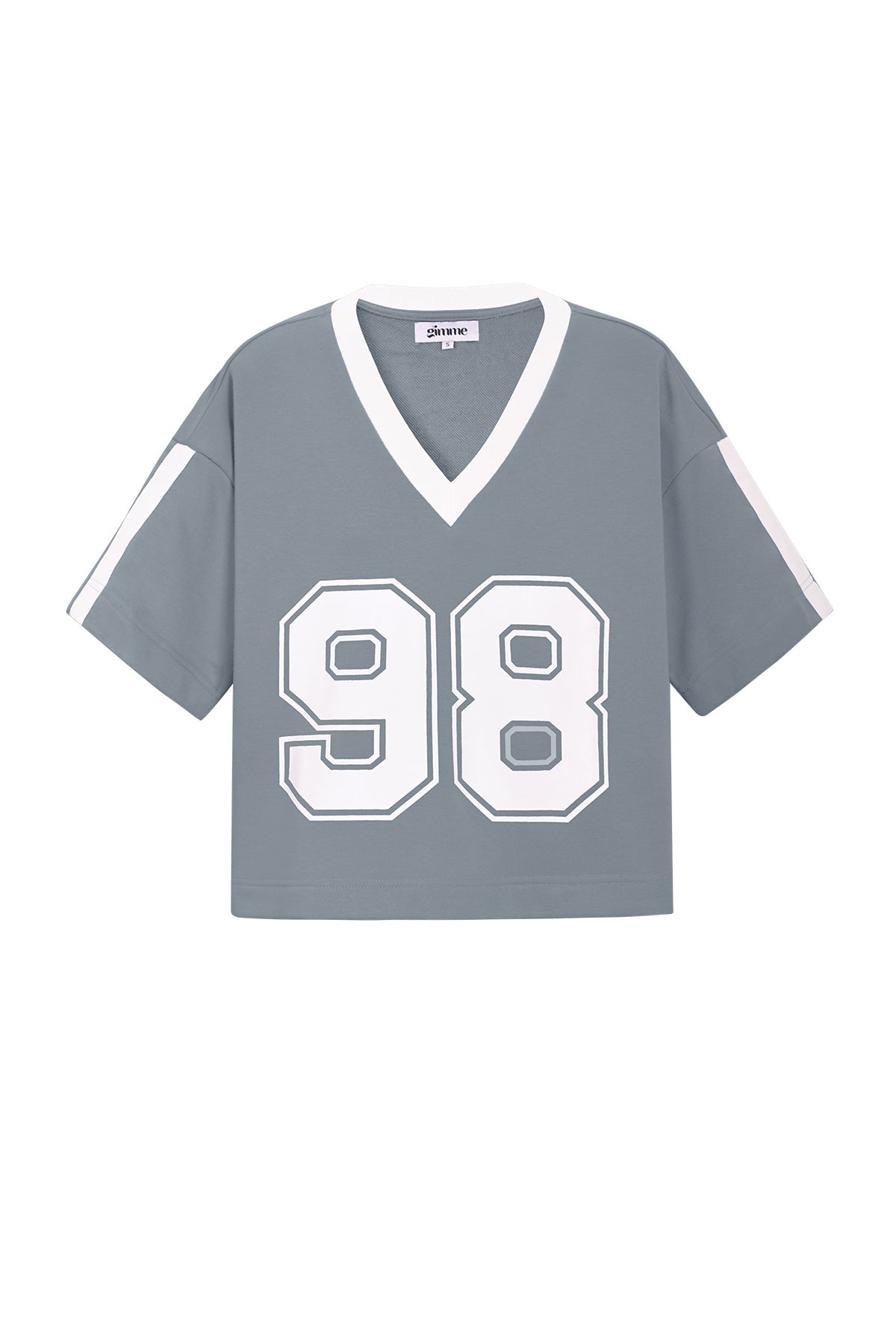 Gebreide Katoen Vrouwen V-hals T-shirt Sportief Kleurcontrast