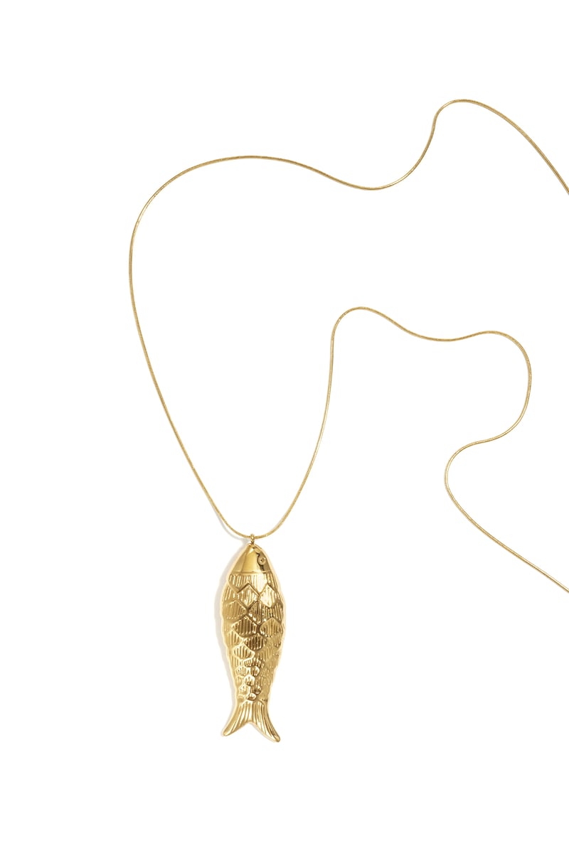 Roestvrijstalen lange kettingen met vis, casual, dagelijks, eenvoudig, serie, damessieraden