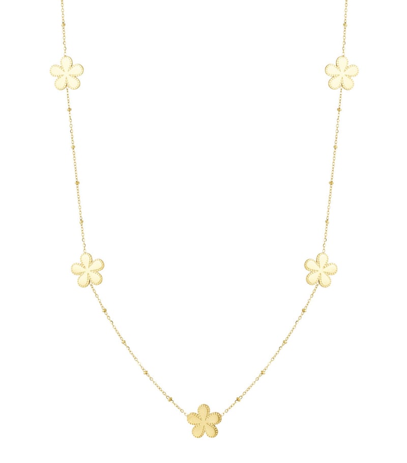 lange ketting met bolletjes en bloemen