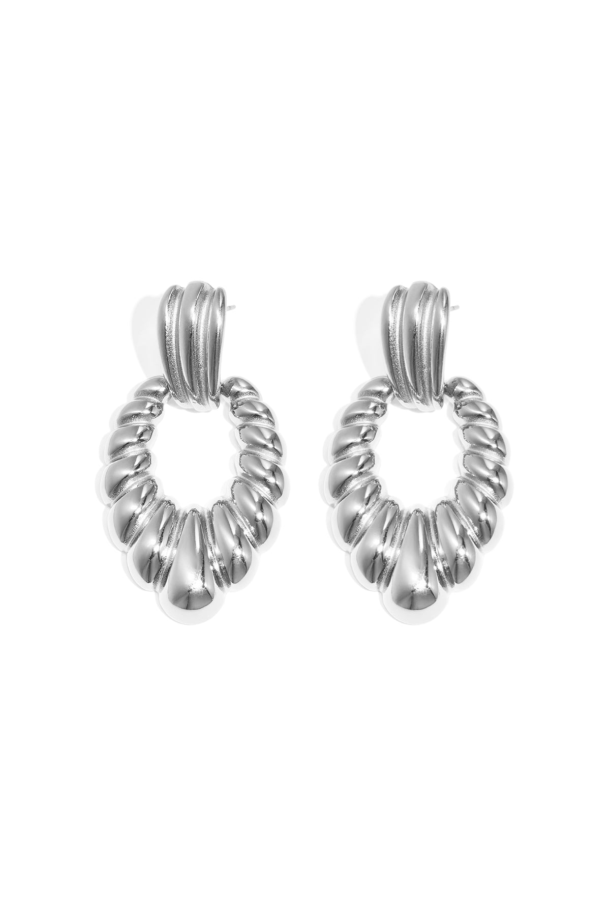 Roestvrijstalen hangende oorbellen met onregelmatige vorm, casual, alledaagse, eenvoudige serie, damessieraden