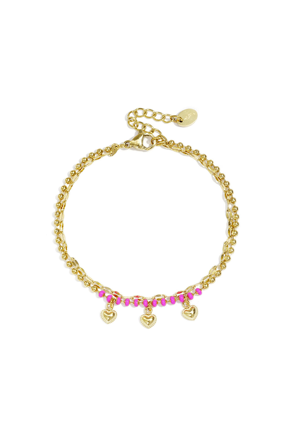 Dubbele armband met kralen en hartjes charms