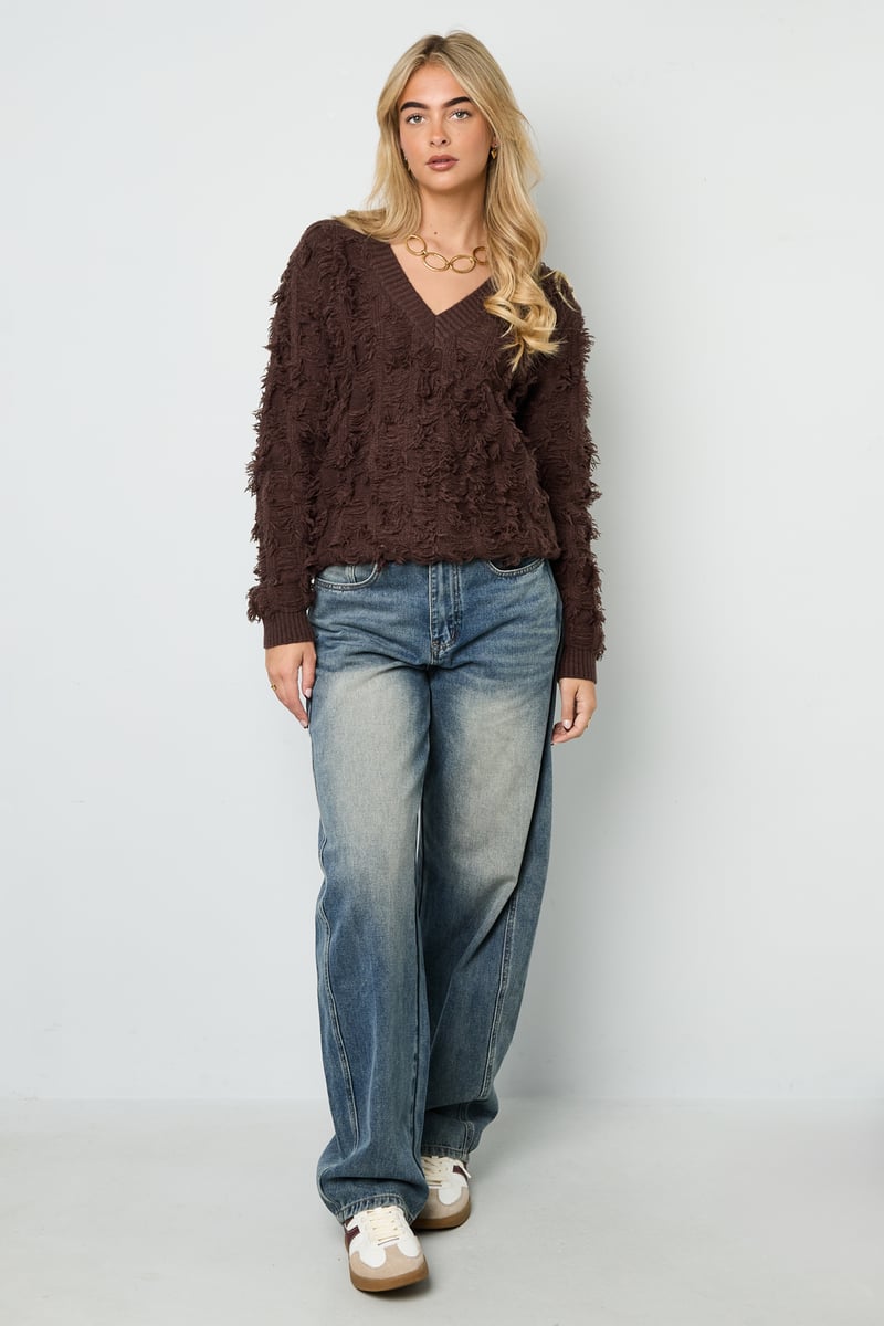 V-hals Fluffy Knit