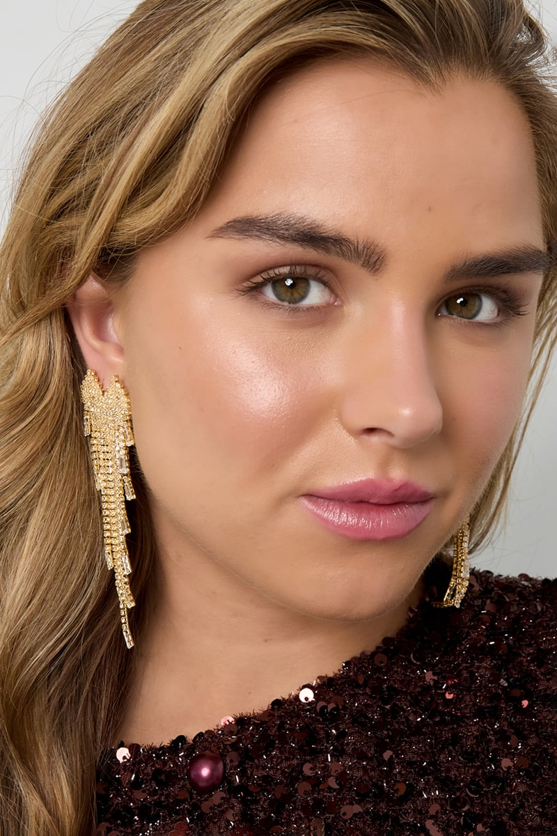 Koperen oorbellen met hanger, geometrisch, elegant, kerst, luxe serie, damessieraden