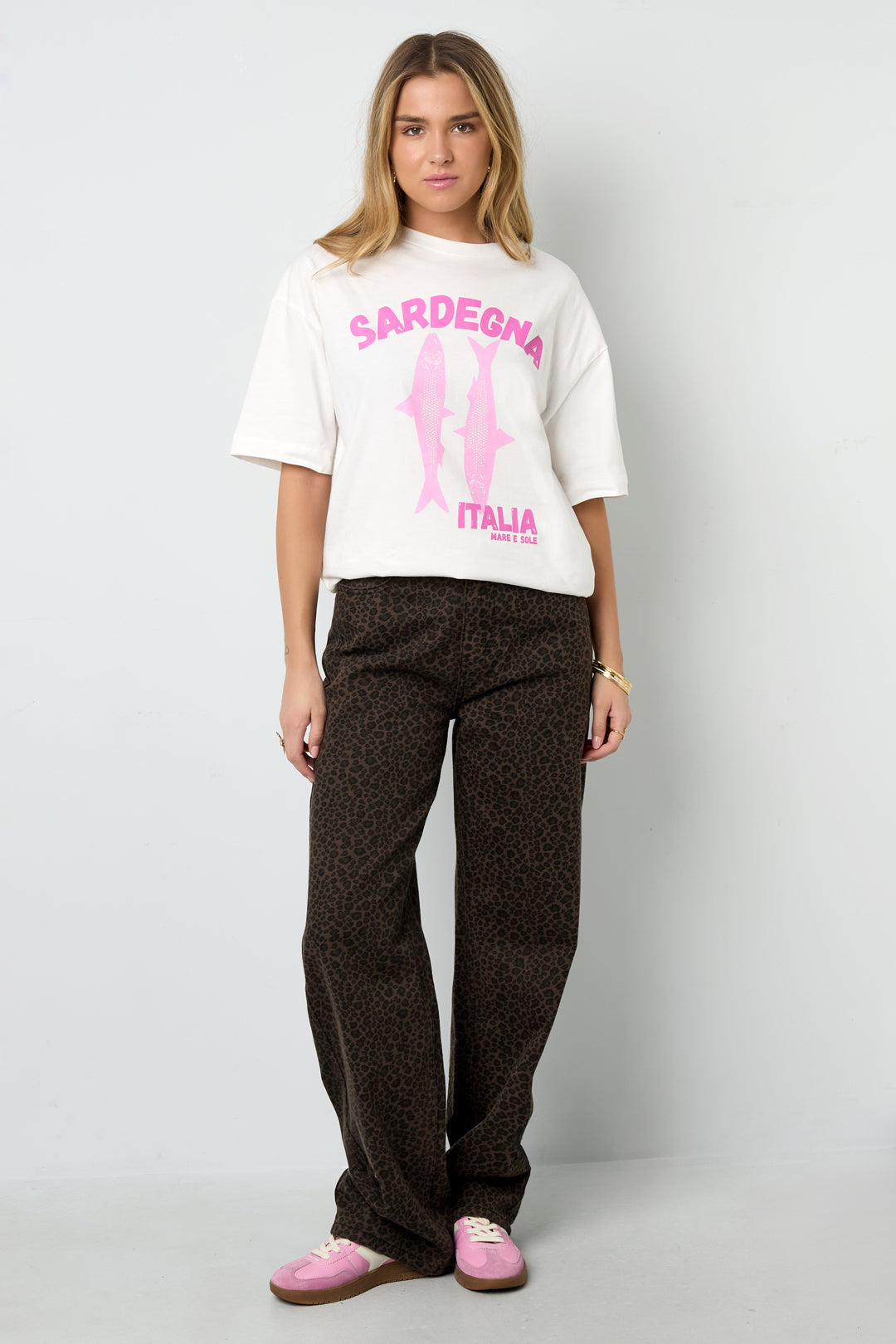 Katoen Gebreide Vrouwen T-shirt Casual Dierenprint