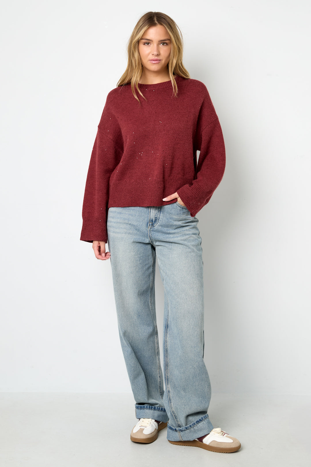 Glinsterende gebreide trui