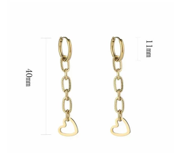 schakel ketting oorbel met hartje